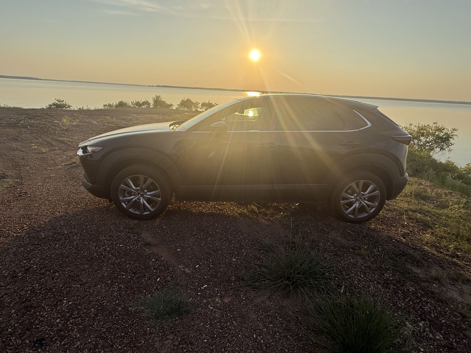 Mazda CX-30 side view at sunset
